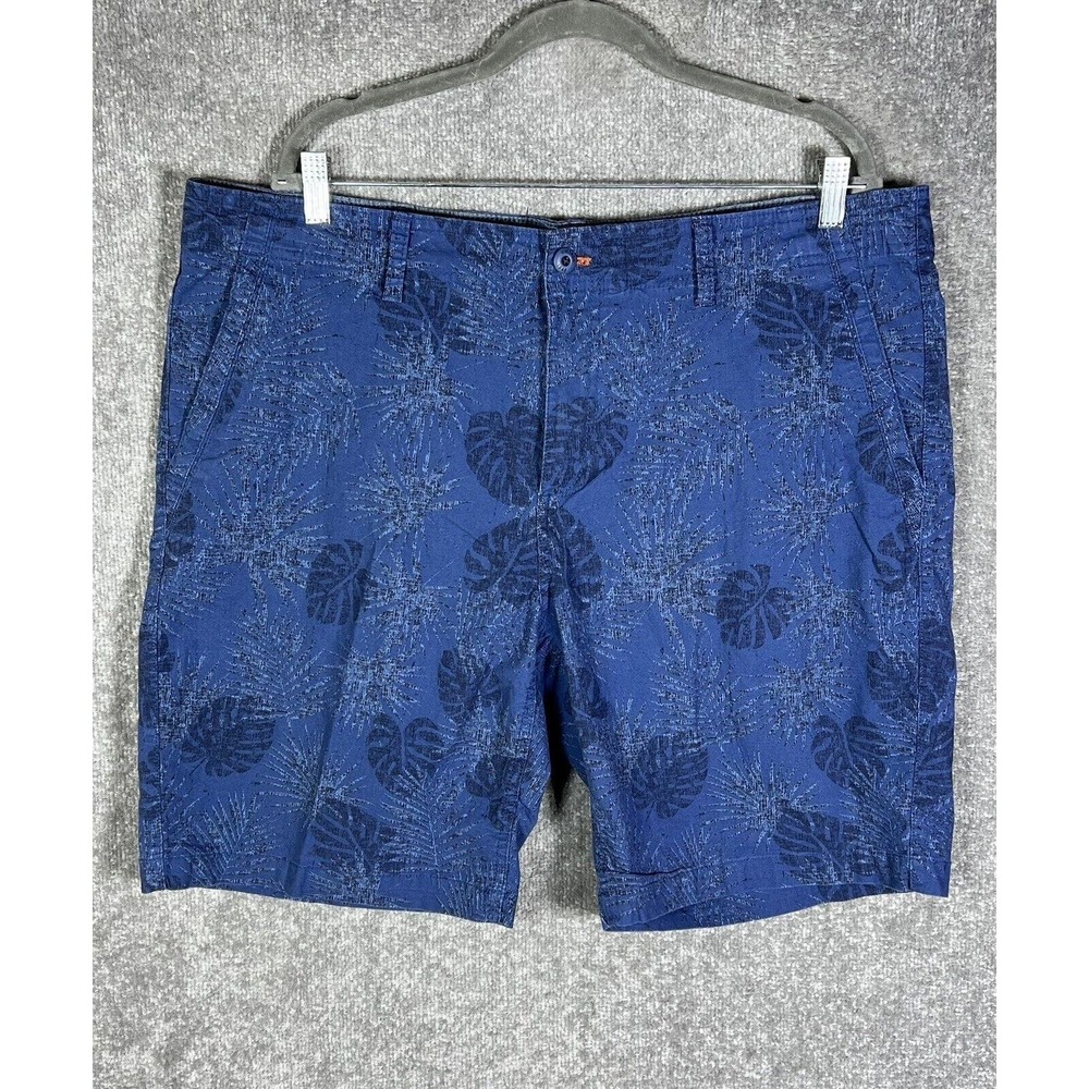 Original Weatherproof Vintage Chino Shorts Mens Sz 40 Blue Leaf Stretch Pockets